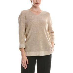 Picadilly Womens  V-Neck Metallic Top, Gold